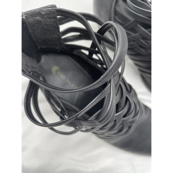 Big Buddha Woven Heeled Ankle Boot Sz 8  Blk Zip Up Back - Picture 6 of 9